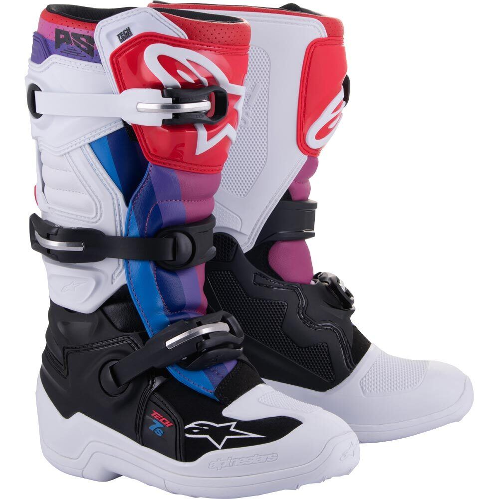 Alpinestars 2026 Tech 7S Youth Motocross Boots White Black Rainbow